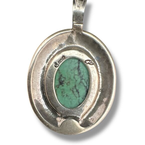 Carolyn Pollack Blue Green Turquoise Sterling Silver Southwest Pendant Necklace - Picture 4 of 10